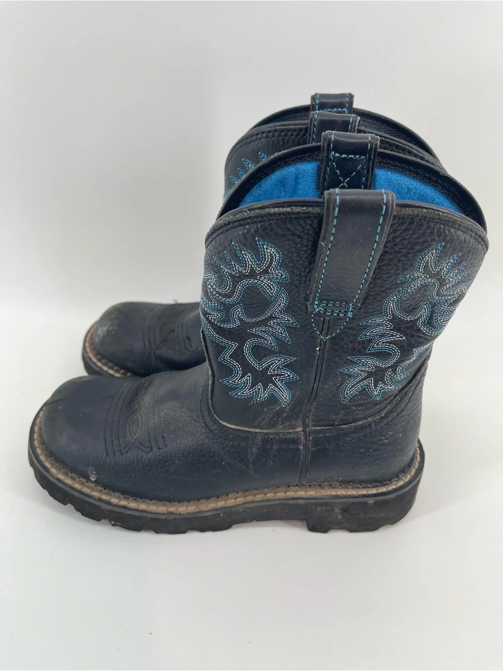 Ariat Big Kids Black Blue Western Cowboy Boots Blue 5.5B Camping Utility Farm